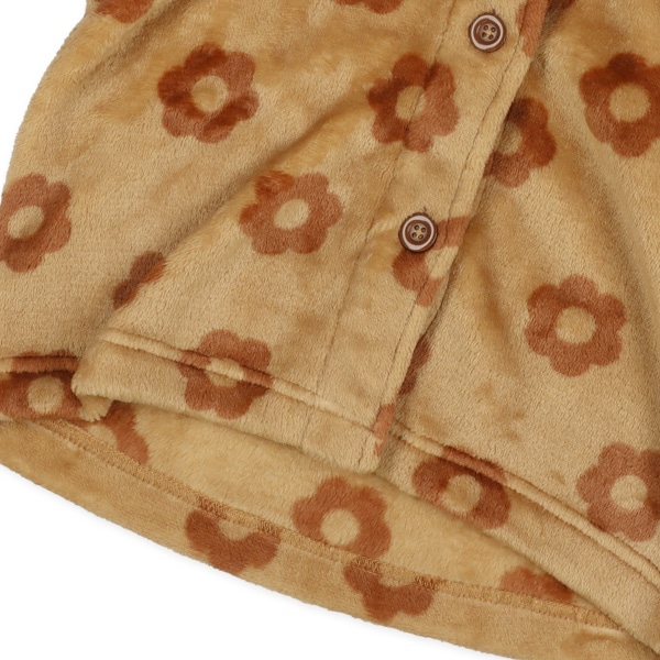 マイクロフリース前開き長袖パジャマ（花総柄）