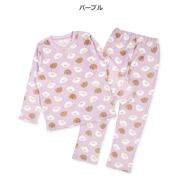 マイクロフリース長袖パジャマ（トイプードル総柄）