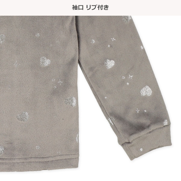 スリムフィットフリースラグラン長袖パジャマ（銀箔ハート）