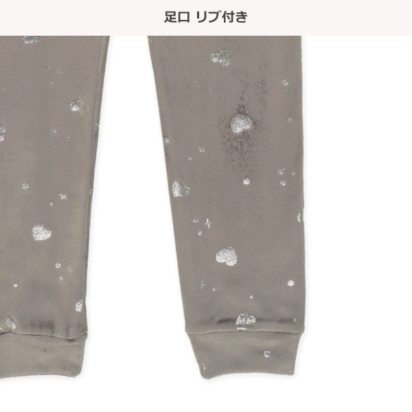 スリムフィットフリースラグラン長袖パジャマ（銀箔ハート）