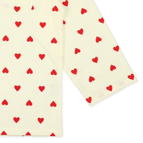 前開き長袖パジャマ（ハート総柄）