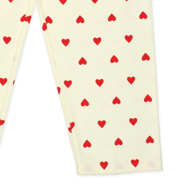 前開き長袖パジャマ（ハート総柄）