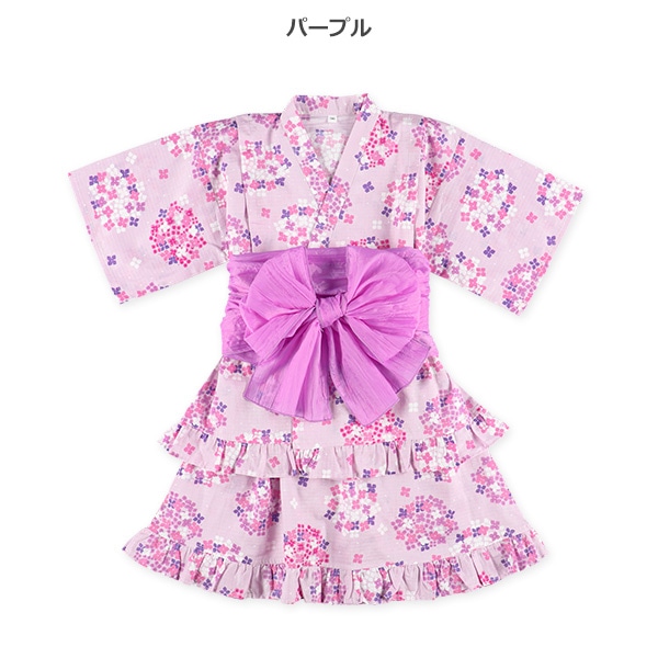 帯付き甚平ドレス（紫陽花）