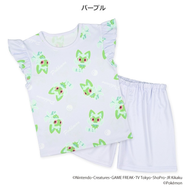 ハニカムメッシュ半袖パジャマ（ニャオハ総柄）