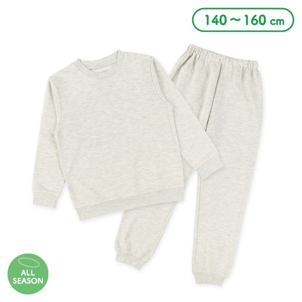 ミニ裏毛長袖ルームウェア（杢グレー無地）