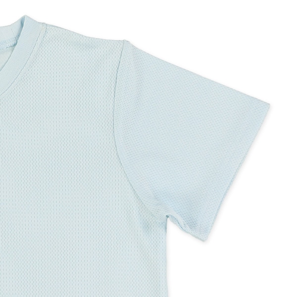 接触冷感ハニカムメッシュ半袖ルームウェア（ブルー無地）