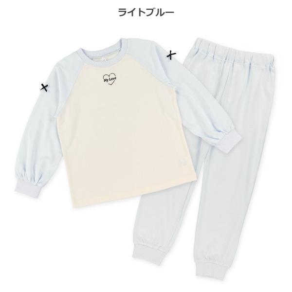 裏毛ラグラン長袖ルームウェア（袖リボン）