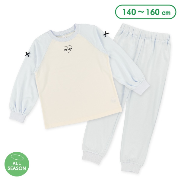 裏毛ラグラン長袖ルームウェア（袖リボン）