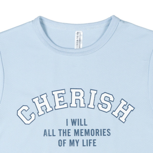 ハニカムメッシュ半袖ルームウェア（ロゴ・サックスブルー）