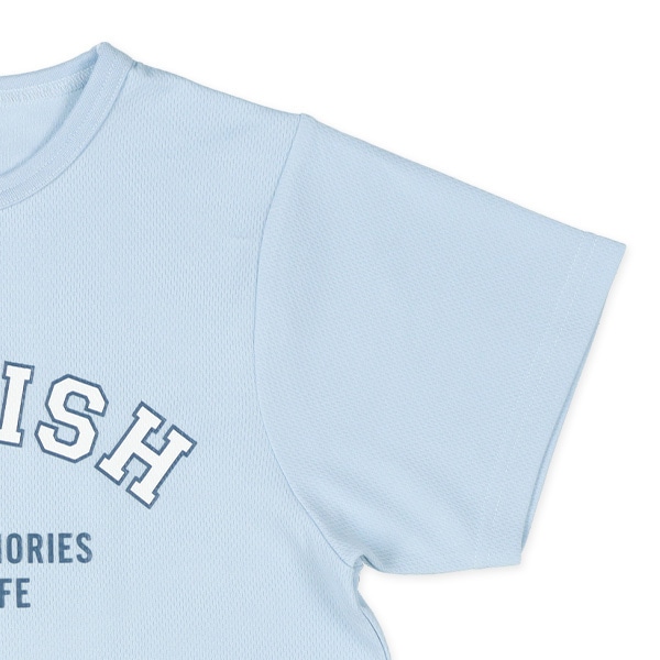 ハニカムメッシュ半袖ルームウェア（ロゴ・サックスブルー）