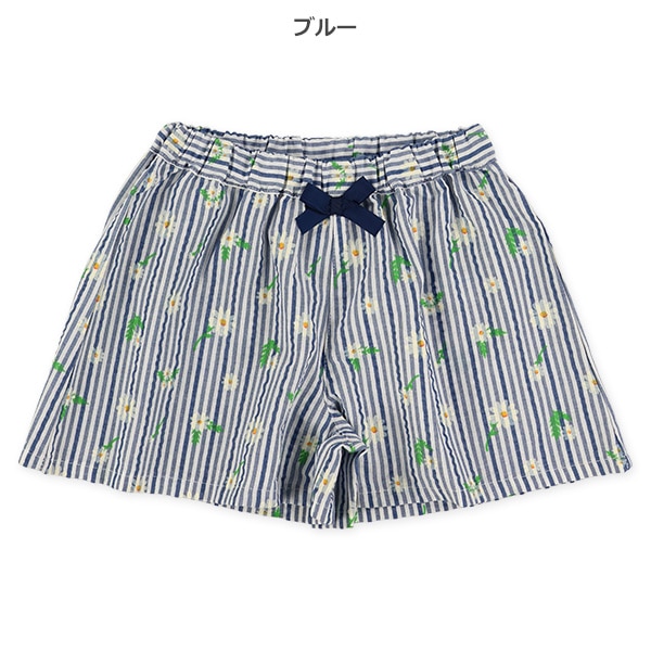 サッカー花柄ストライプショートパンツ