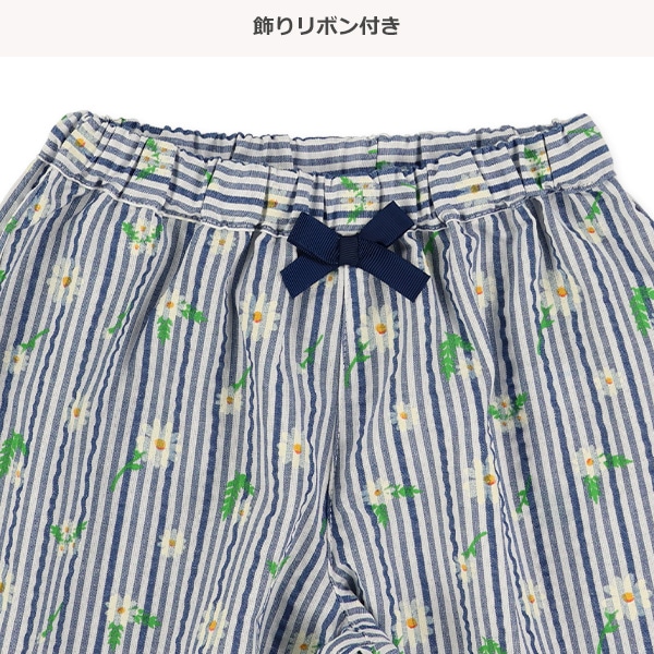 サッカー花柄ストライプショートパンツ