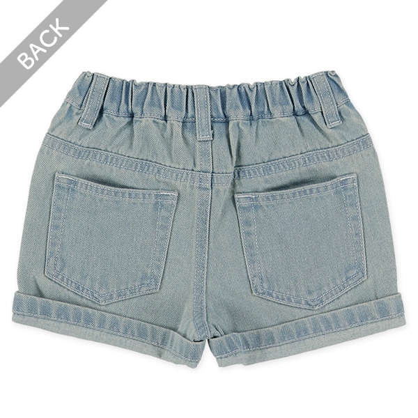 デニム裾ロールアップショートパンツ