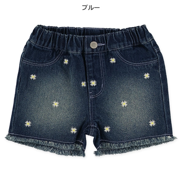 デニム刺繍ハーフパンツ