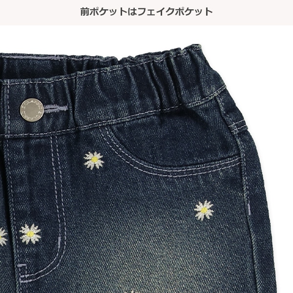 デニム刺繍ハーフパンツ