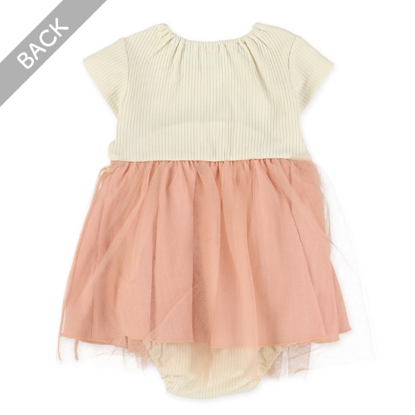 スカラップチュール切り替えフレンチロンパース