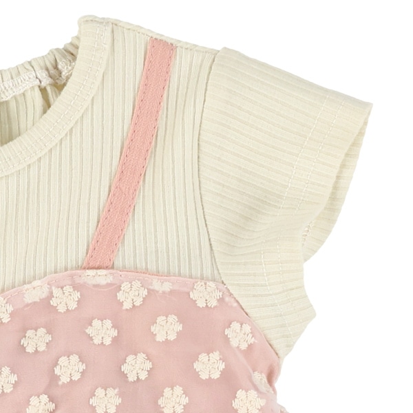 スカラップチュール切り替えフレンチロンパース