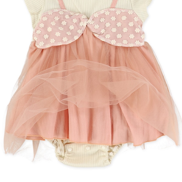 スカラップチュール切り替えフレンチロンパース