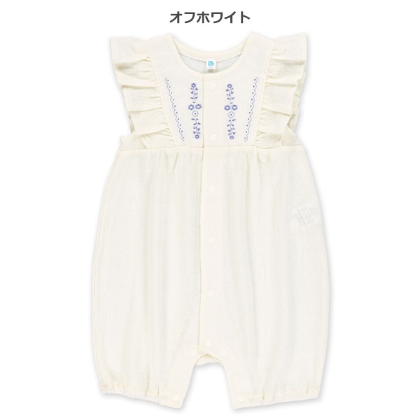 ニット楊柳刺繍袖フレンチカバーオール