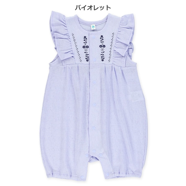 ニット楊柳刺繍袖フレンチカバーオール