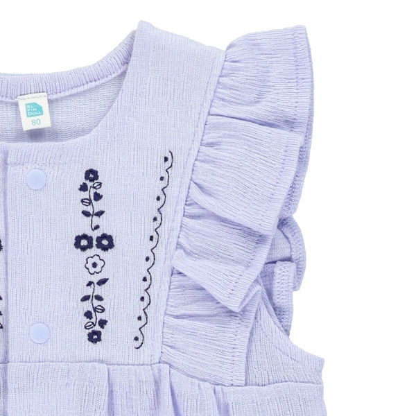 ニット楊柳刺繍袖フレンチカバーオール