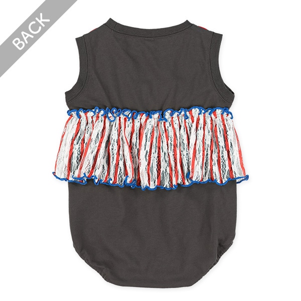 レースレイヤード風ノースリーブロンパース