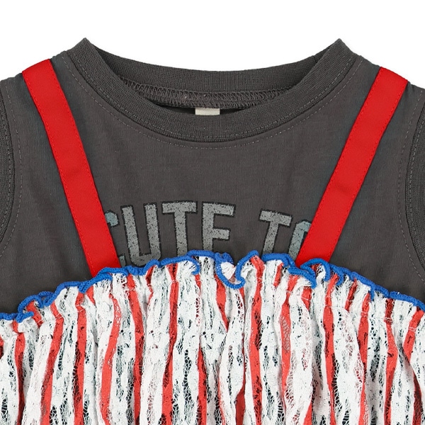 レースレイヤード風ノースリーブロンパース