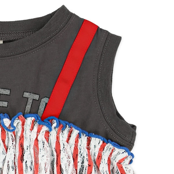 レースレイヤード風ノースリーブロンパース