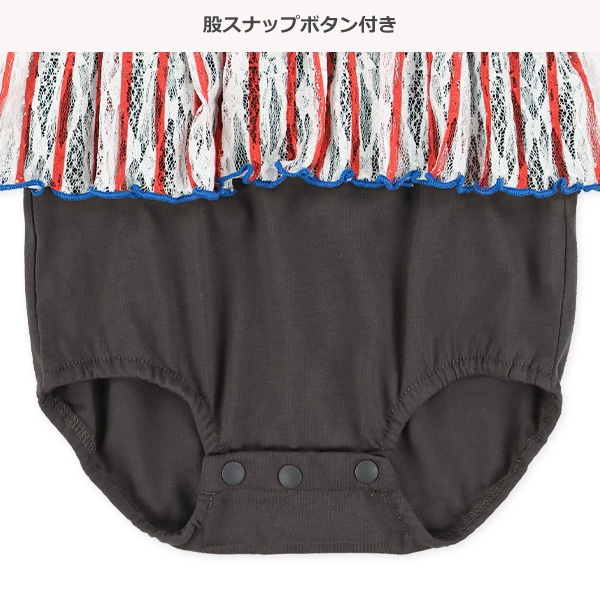 レースレイヤード風ノースリーブロンパース
