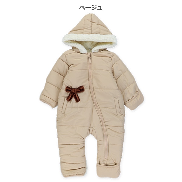 裏ボアフリース中わたリボン付きジャンプスーツ