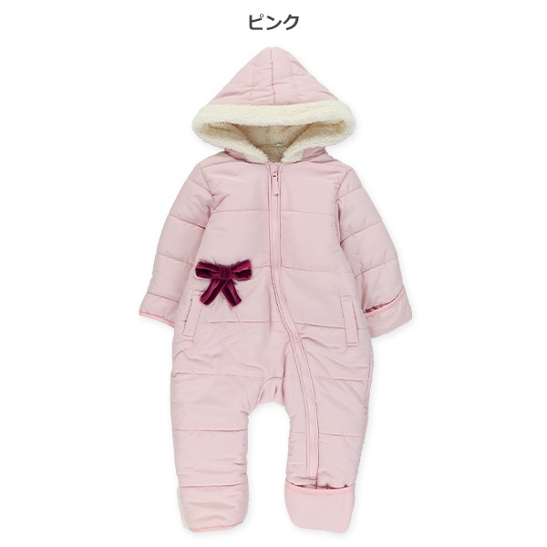 裏ボアフリース中わたリボン付きジャンプスーツ