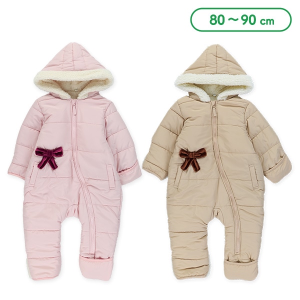 裏ボアフリース中わたリボン付きジャンプスーツ