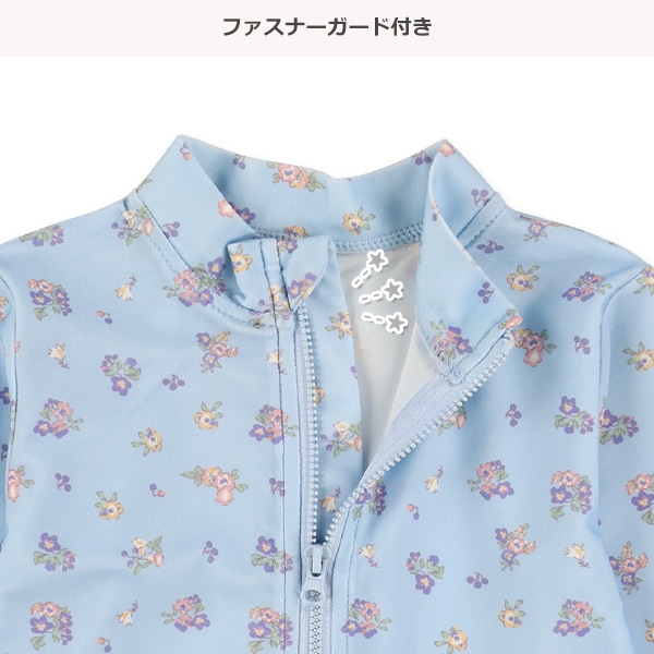 花柄裾フリルラッシュガード