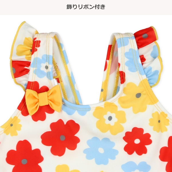 花総柄肩フリルワンピース水着