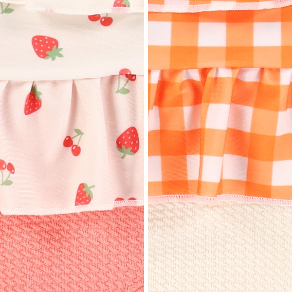 フルーツ・チェック柄異素材セパレート水着