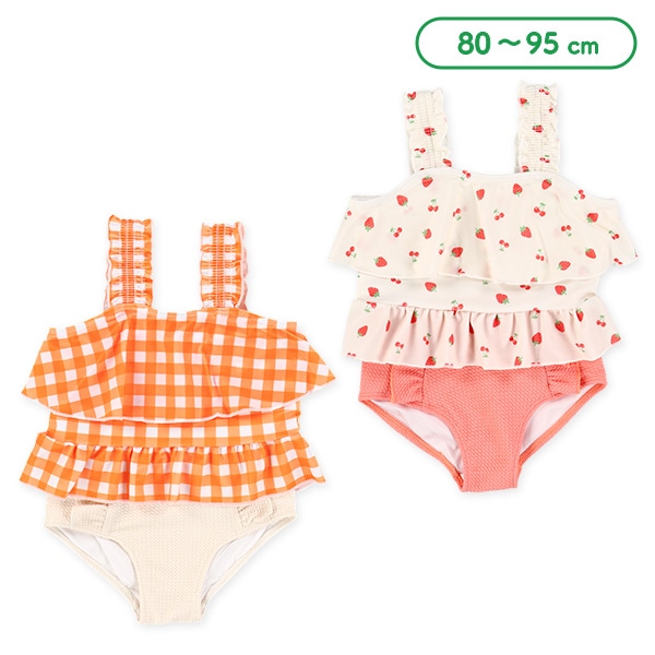 フルーツ・チェック柄異素材セパレート水着