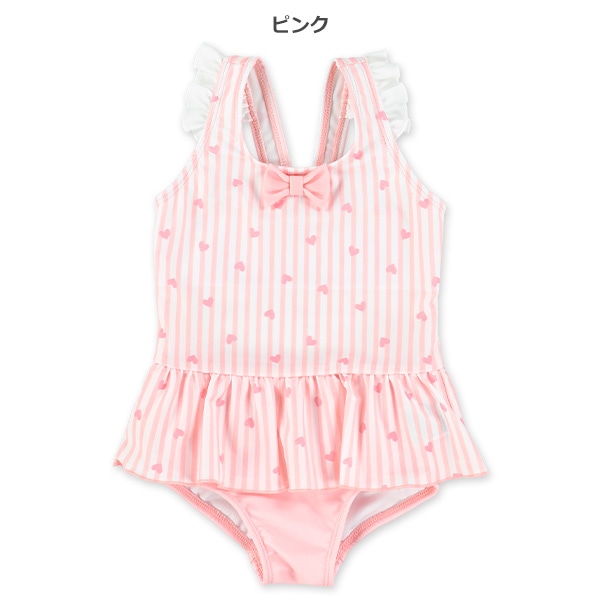 ハート総柄肩フリルワンピース水着