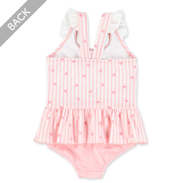 ハート総柄肩フリルワンピース水着