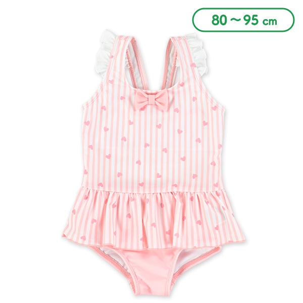 ハート総柄肩フリルワンピース水着