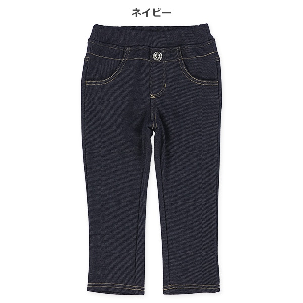 裏ベロアニットデニムダブルウエストパンツ