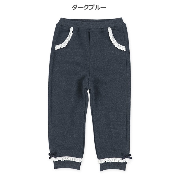 裏起毛デニム風花モチーフパンツ