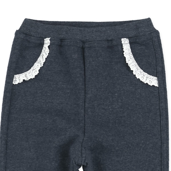 裏起毛デニム風花モチーフパンツ