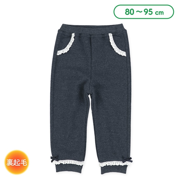 裏起毛デニム風花モチーフパンツ