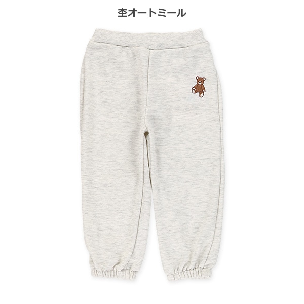 裏毛刺繍ワンポイント裾ゴムパンツ