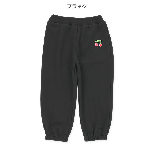 裏毛刺繍ワンポイント裾ゴムパンツ
