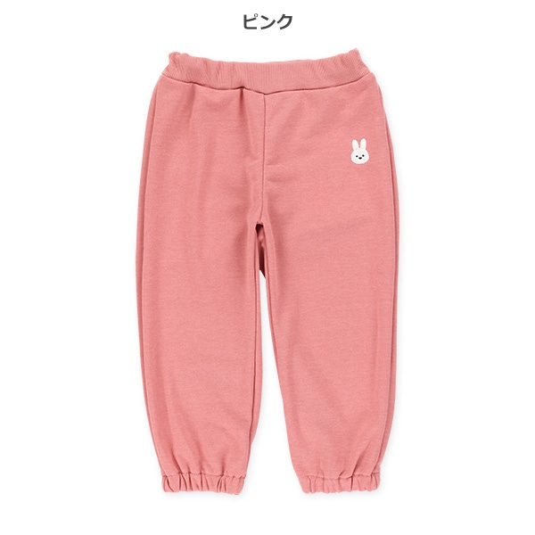 裏毛刺繍ワンポイント裾ゴムパンツ