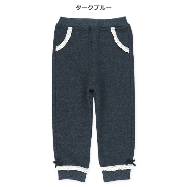 裏起毛デニム風花モチーフパンツ