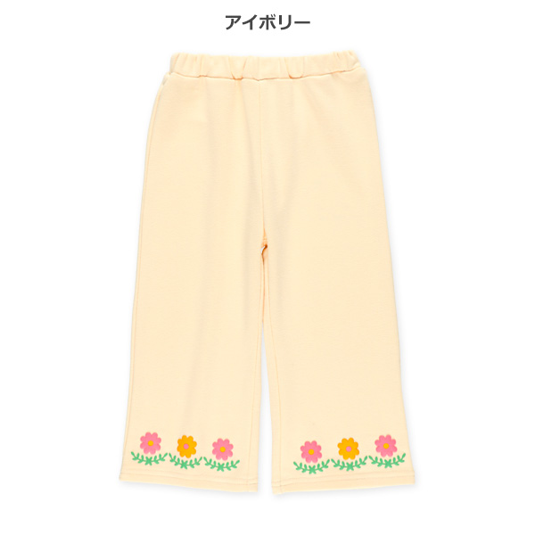 裏毛裾花発泡プリントロングパンツ