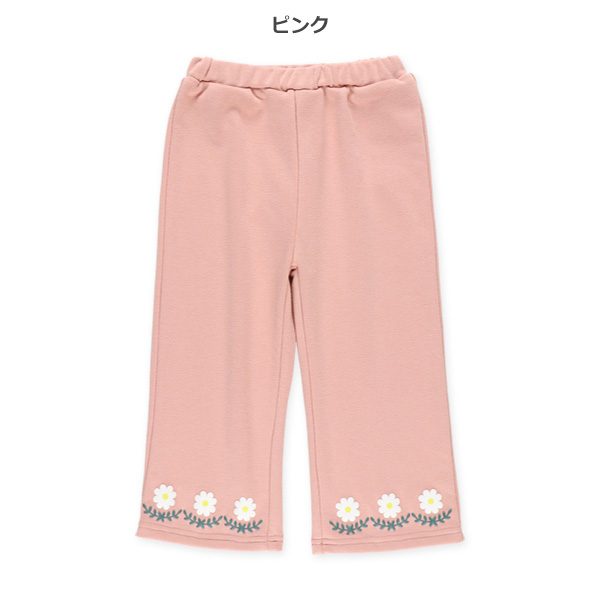 裏毛裾花発泡プリントロングパンツ