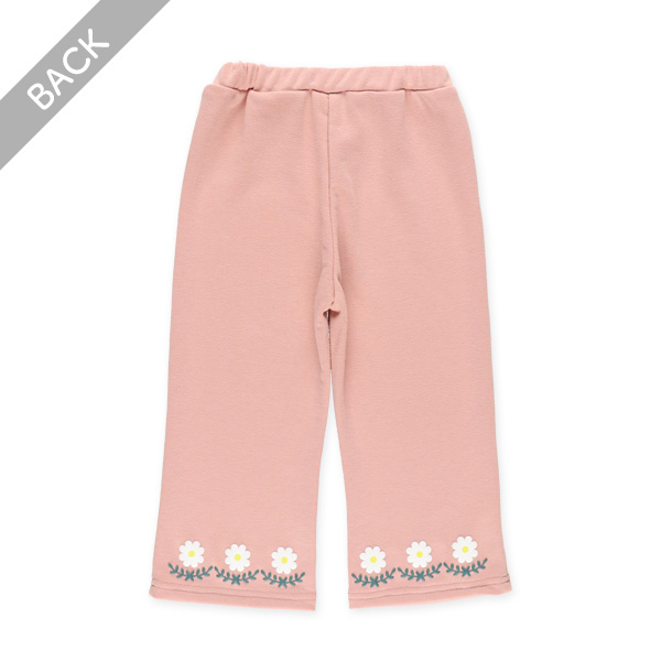 裏毛裾花発泡プリントロングパンツ